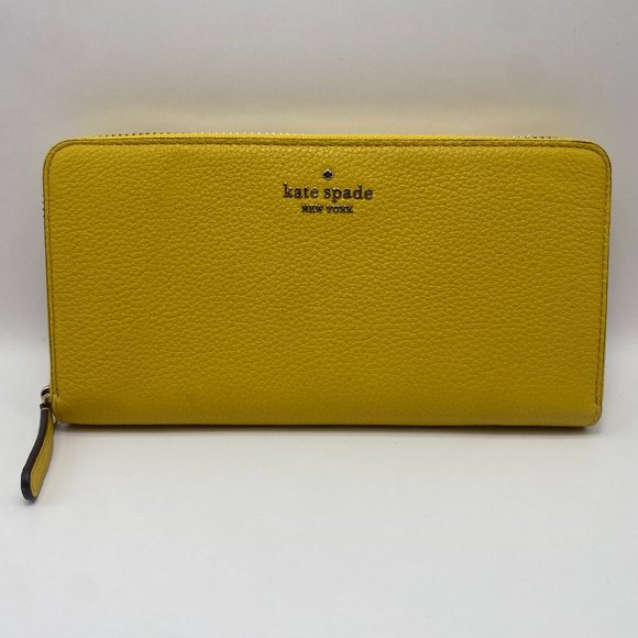 kate spade Handbags - NWT Kate Spade Yellow Leather Pebble Large Continental Wallet